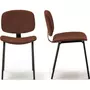 HOMIFAB Lot de 2 chaises en velours côtelé rouille piètement noir - Liv