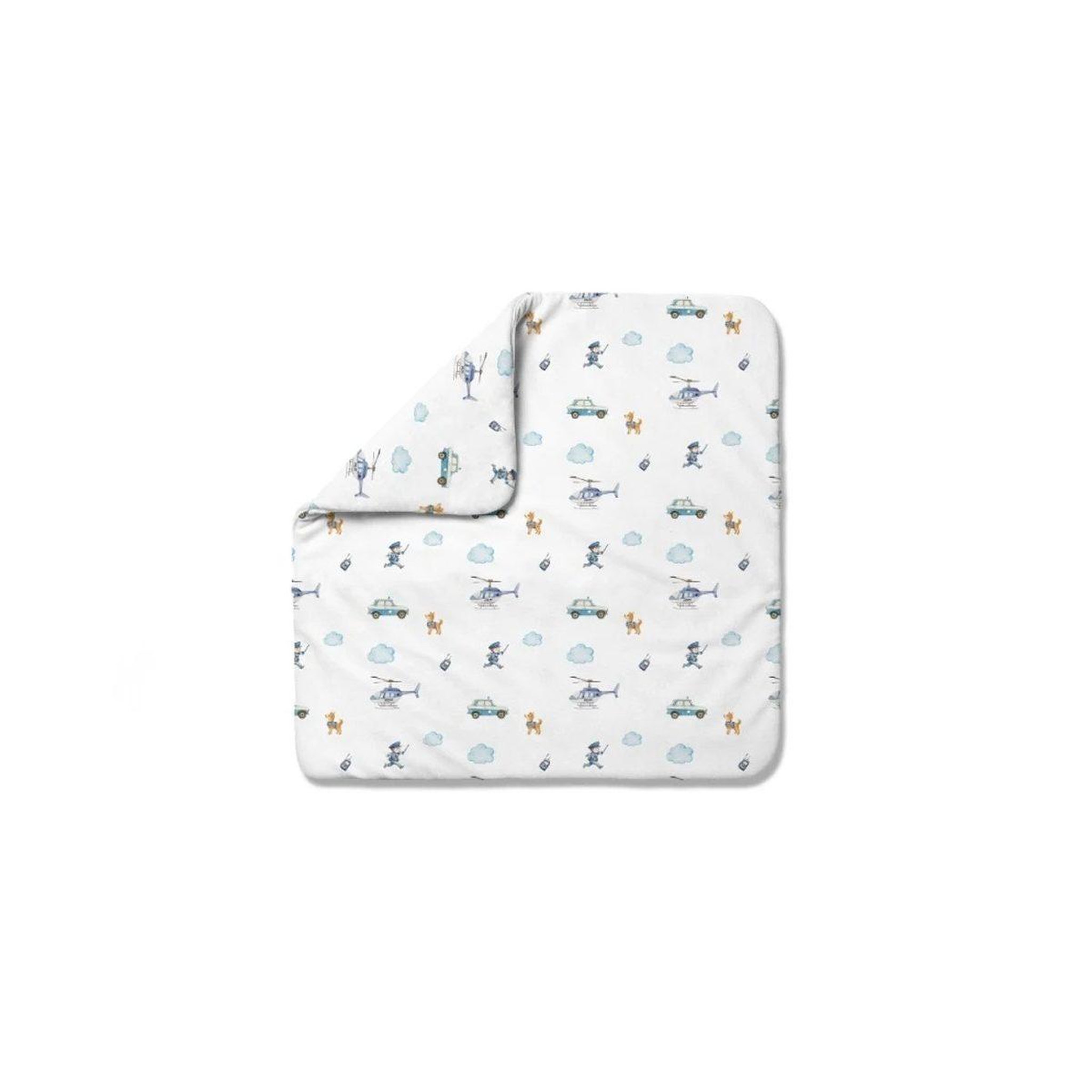 Voir la diapositive 2 : WALDIN Couette bébé 75 × 75 cm - motif policier, blanc