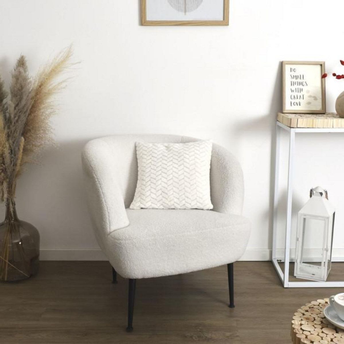 Paris Prix Coussin Déco Chevron  Crush  40x40cm Blanc