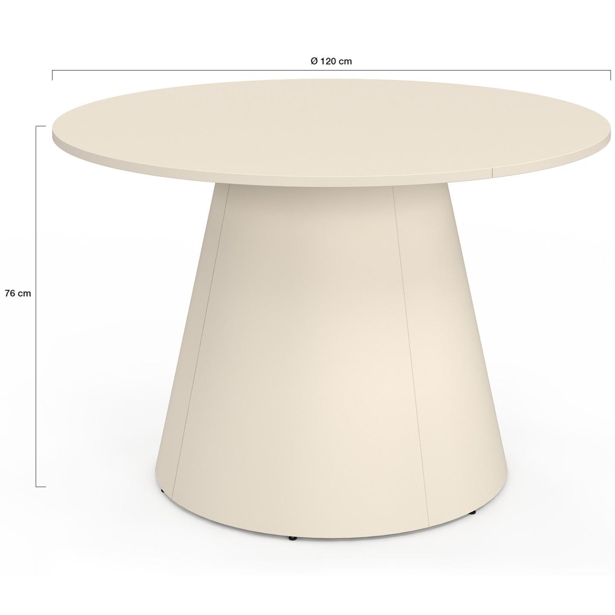 Voir la diapositive 5 : ID MARKET Table de jardin ronde AMELIA 120 CM 6 personnes avec pied central en métal beige