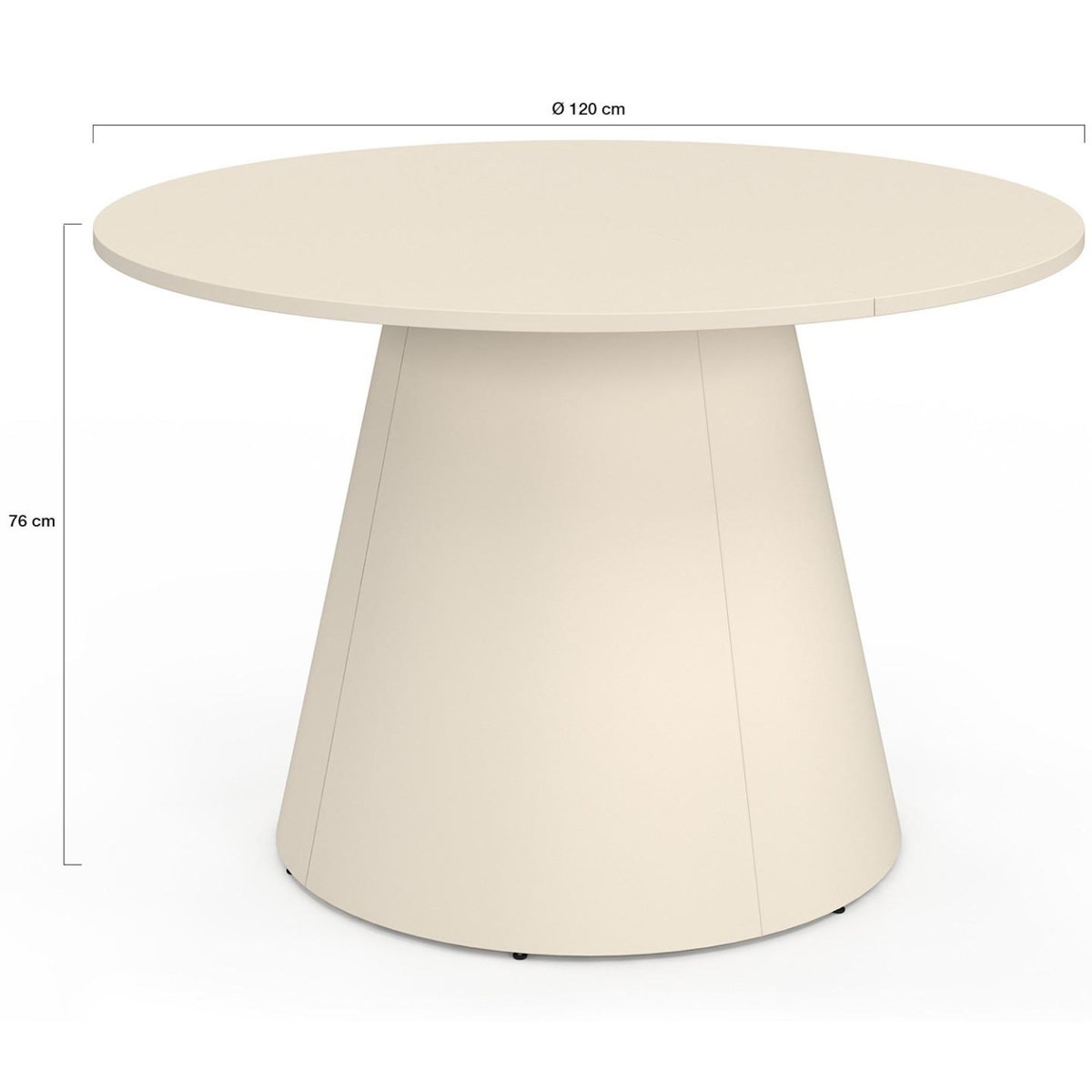 ID MARKET Table de jardin ronde AMELIA 120 CM 6 personnes avec pied central en métal beige