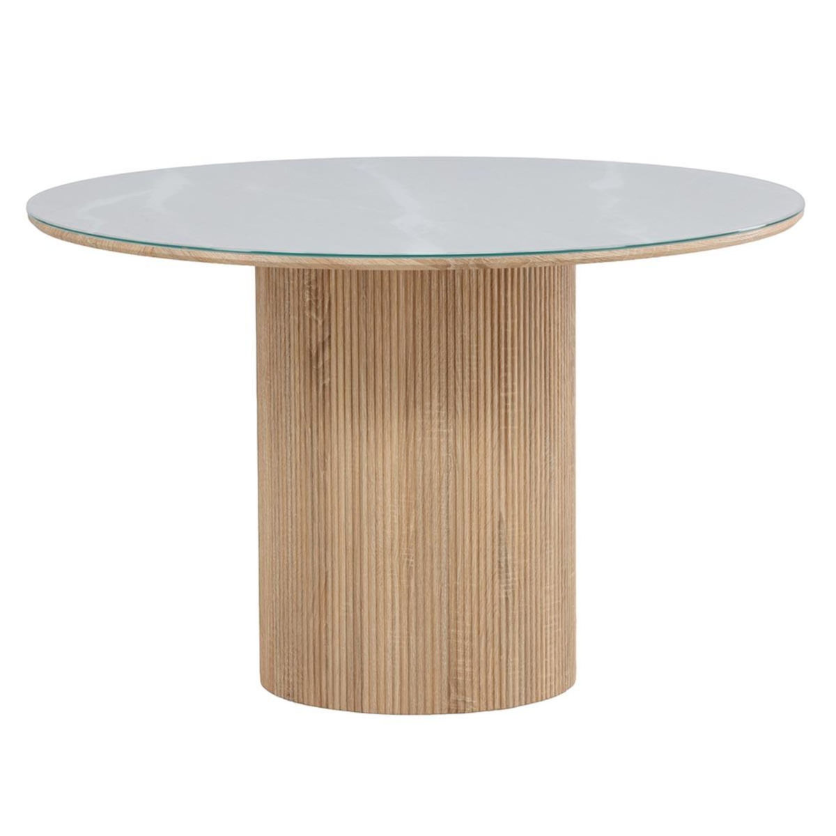 Paris Prix Table à Manger en Verre  Haron  120cm Blanc & Naturel