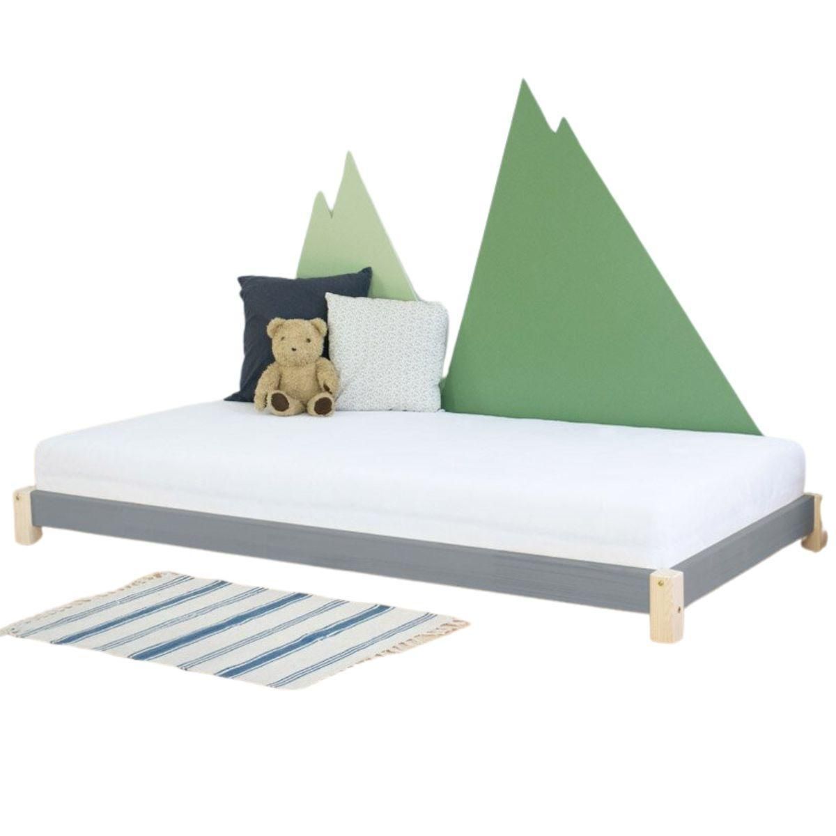 BENLEMI Lit simple en bois TEENY gris 90x190cm