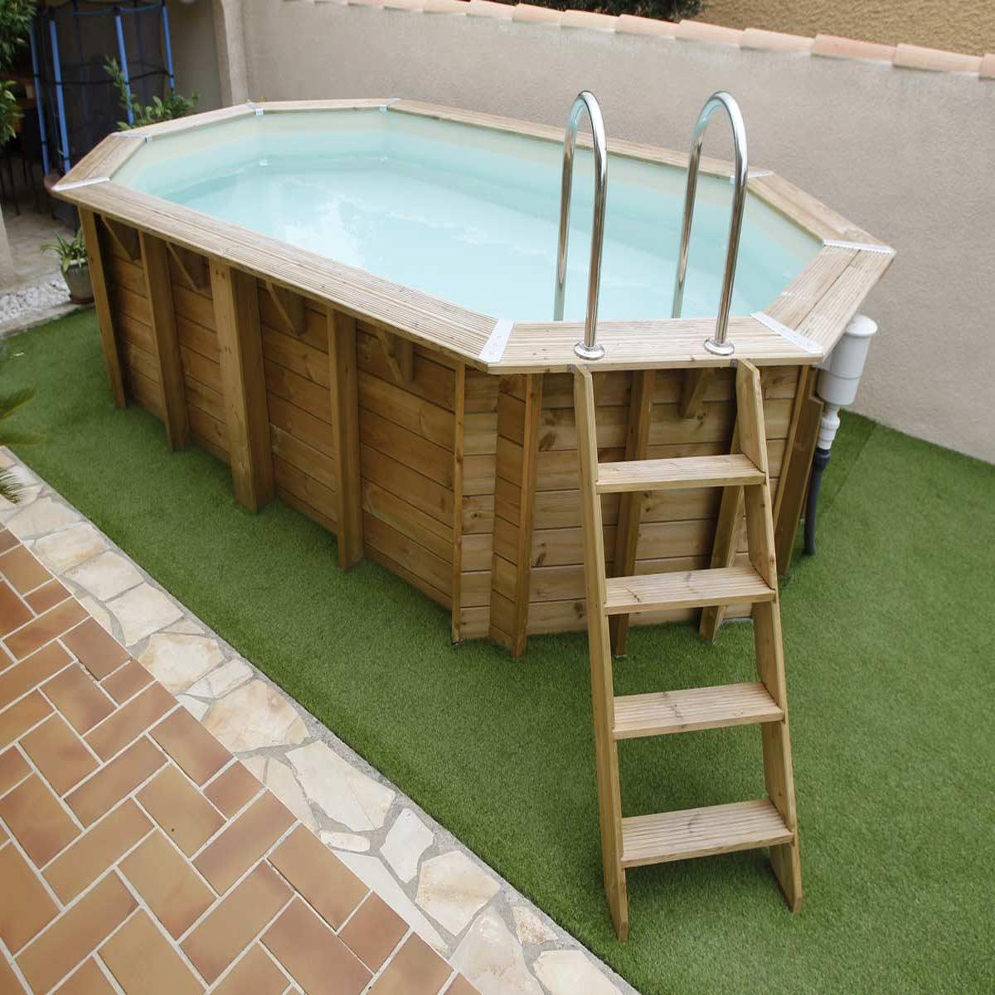 Voir la diapositive 5 : Ubbink Piscine bois océa 6,10 x 4,00 x 1,30 m - liner gris - ubbink