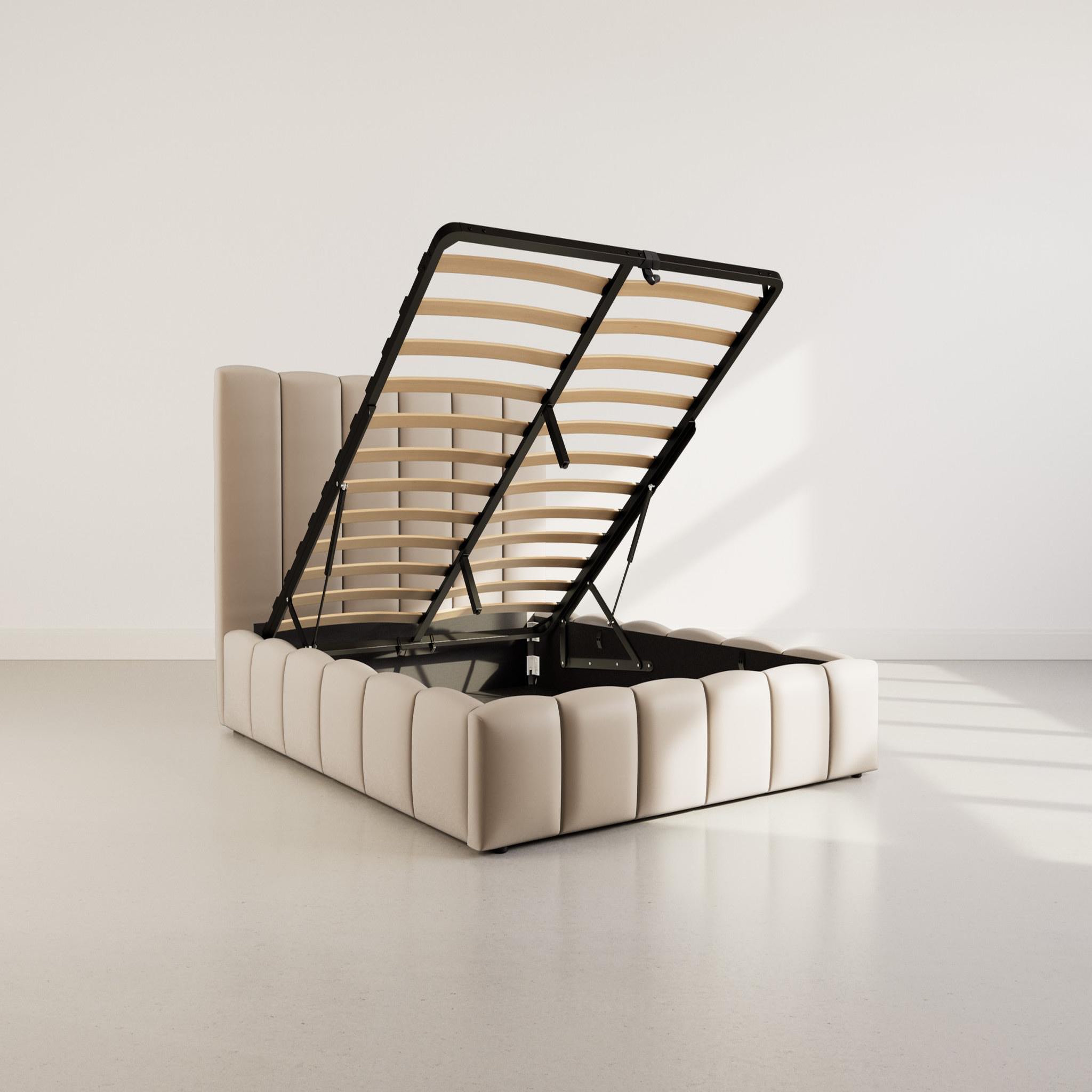 Voir la diapositive 3 : BEST MOBILIER Mermaid - lit coffre - 160x200 cm - en velours - sommier inclus