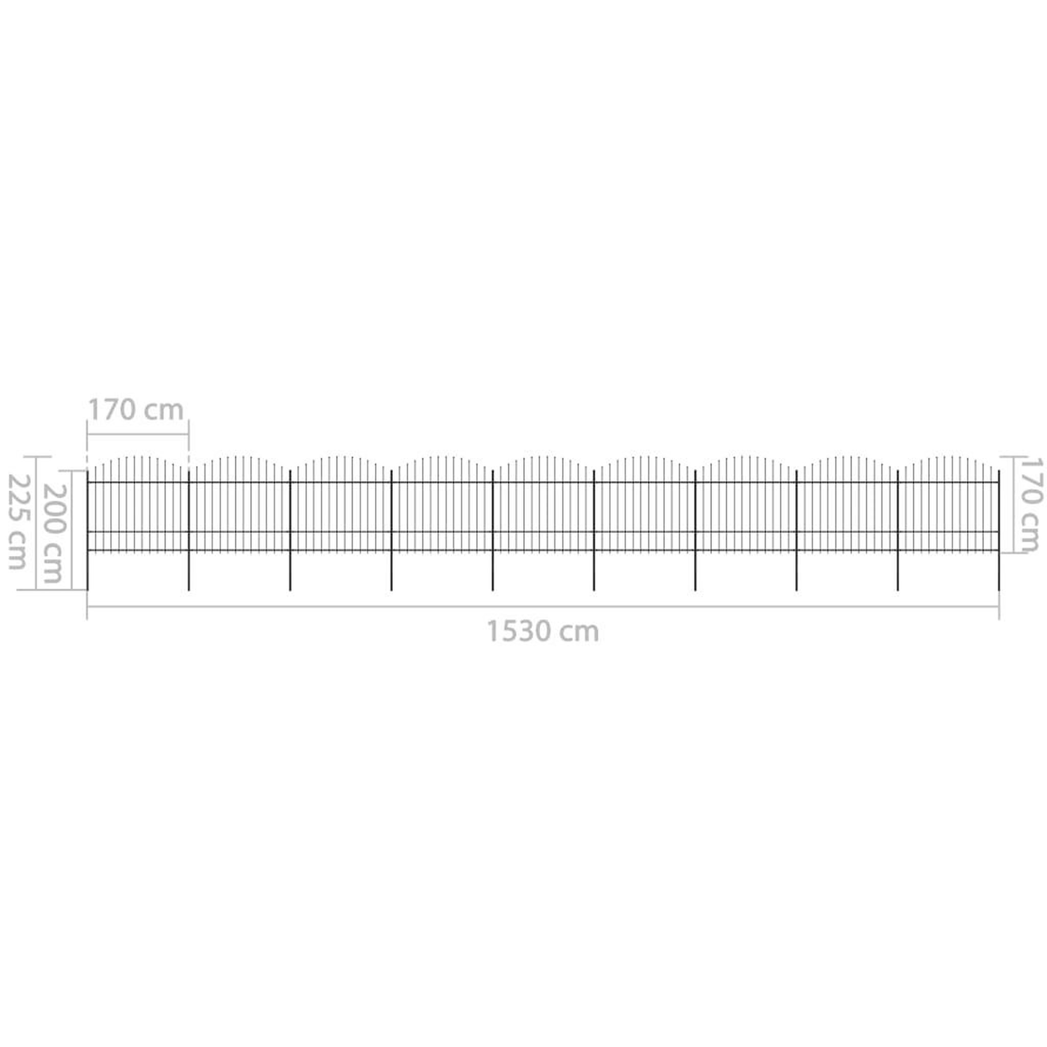 Voir la diapositive 6 : VIDAXL Cloture de jardin a dessus en lance Acier (1,5-1,75)x15,3m Noir