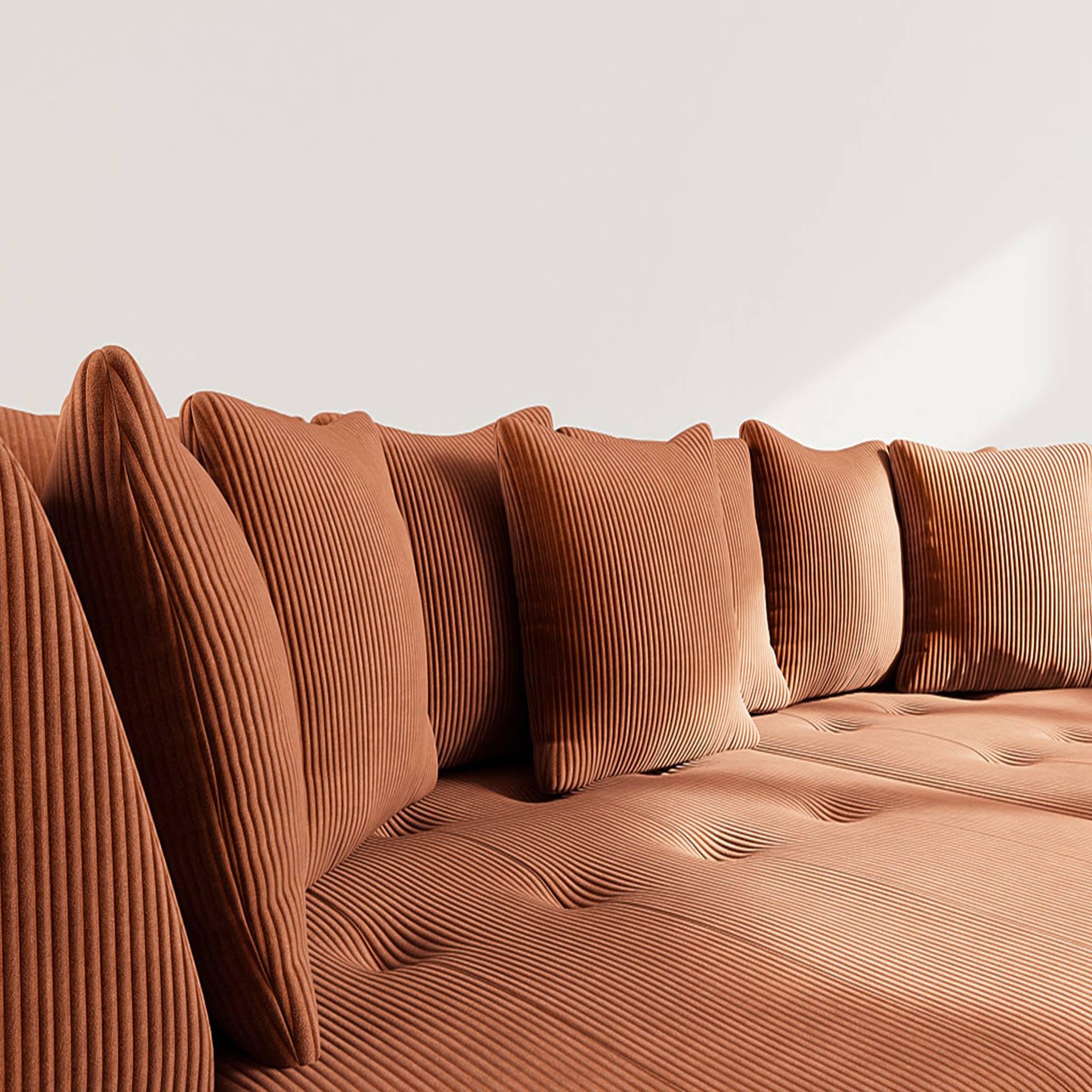 Voir la diapositive 4 : LISA DESIGN Onyx - canapé droit 4 places avec double méridienne - assise profonde - en velours côtelé