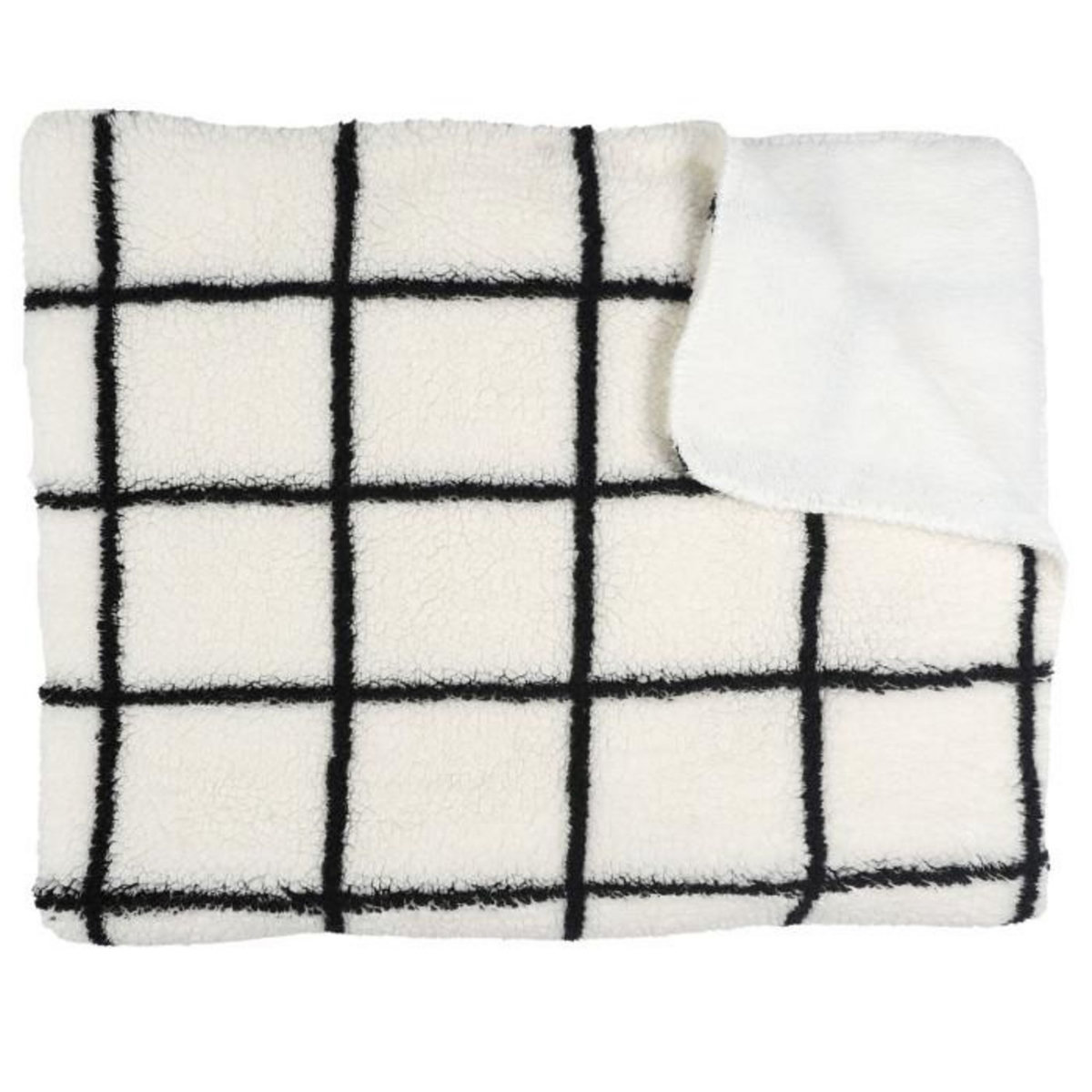 Paris Prix Plaid Sherpa à Carreaux  Crush  130x160cm Blanc