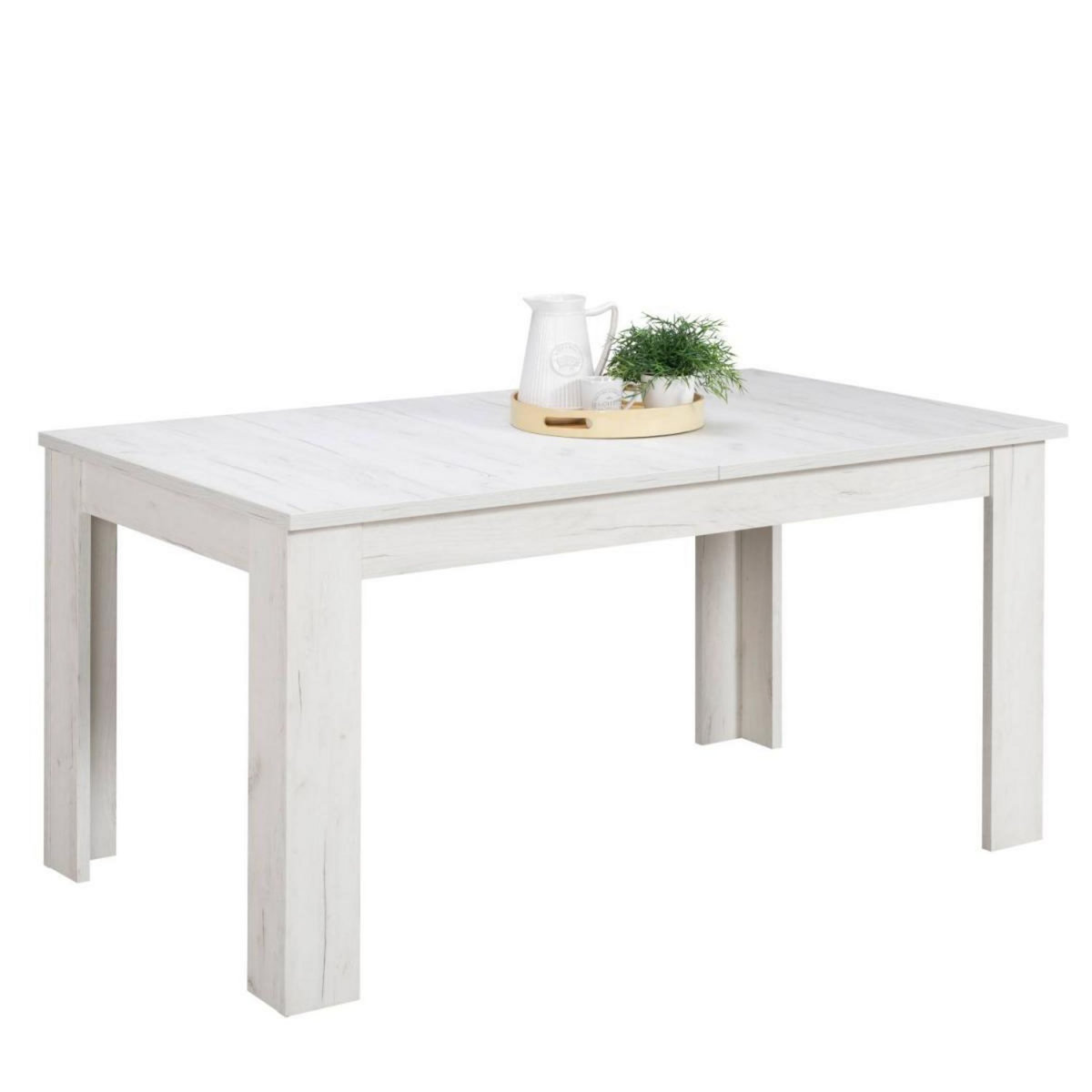 HomeStyle4U Table à Manger Extensible Moderne 160x90 cm Blanche pour 8 Personnes