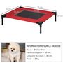 Voir la diapositive 3 : PAWHUT Lit surélevé pour chien chat dim. 76L x 61l x 18H cm avec sac métal époxy tissu oxford textilène micro-perforé rouge noir