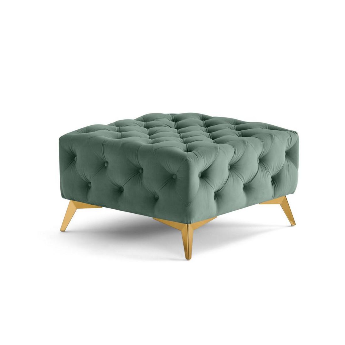 LISA DESIGN Camden - pouf chesterfield en velours - pieds en métal doré