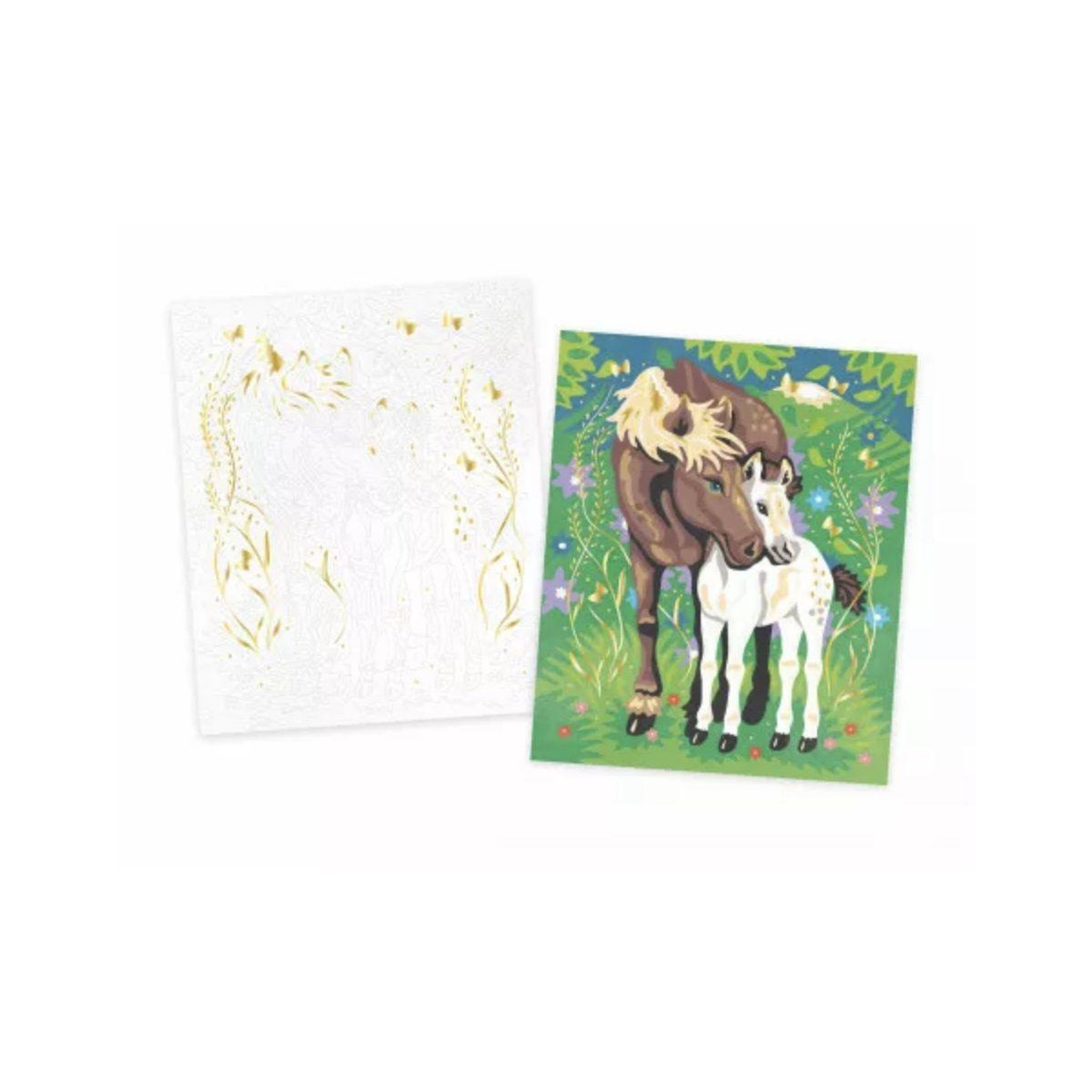 Voir la diapositive 2 : JANOD Peinture au numero aquarelle - chevaux -