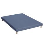 IDLITERIE Sommier tapissier à lattes bleu denim made in France. Coloris disponibles : Bleu