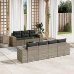 VIDAXL Salon de jardin 8 pcs avec coussins gris resine tressee