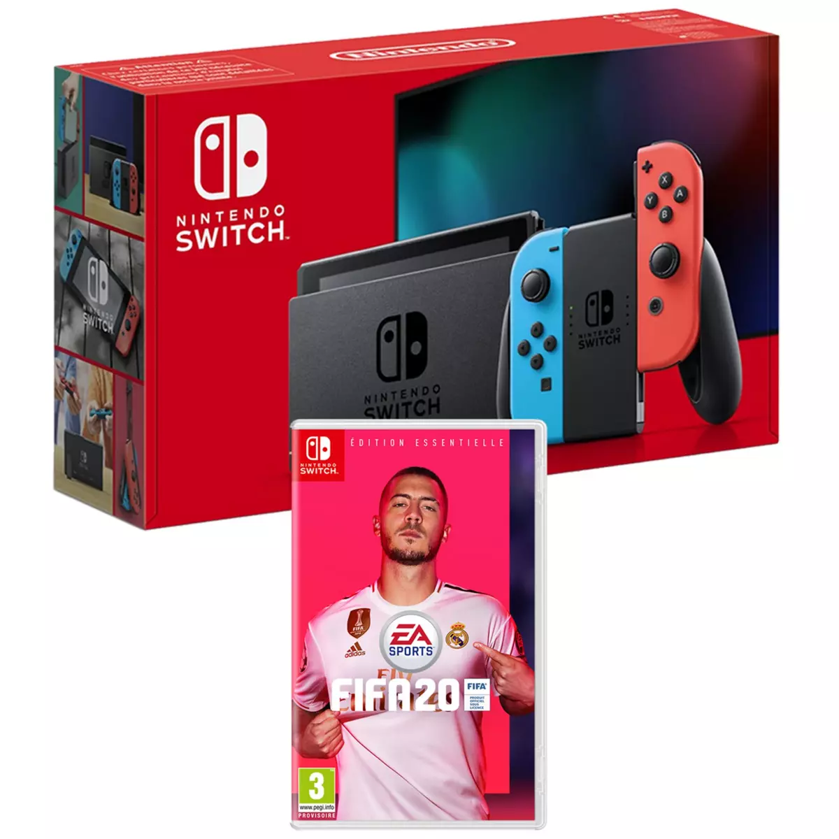 EXCLU WEB Console Nintendo Switch Joy-Con Bleu et Rouge + FIFA 20
