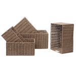 TOILINUX Lot de 5 paniers haut empilables en Métal et papier. Coloris disponibles : Gris