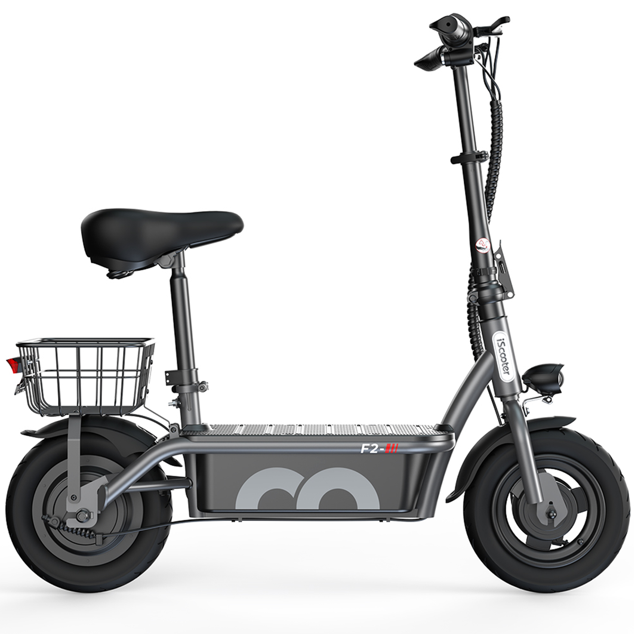 ISCOOTER Trottinette électrique iScooter F2 avec siège, 500 W, 36 V, 7,8 Ah, noire