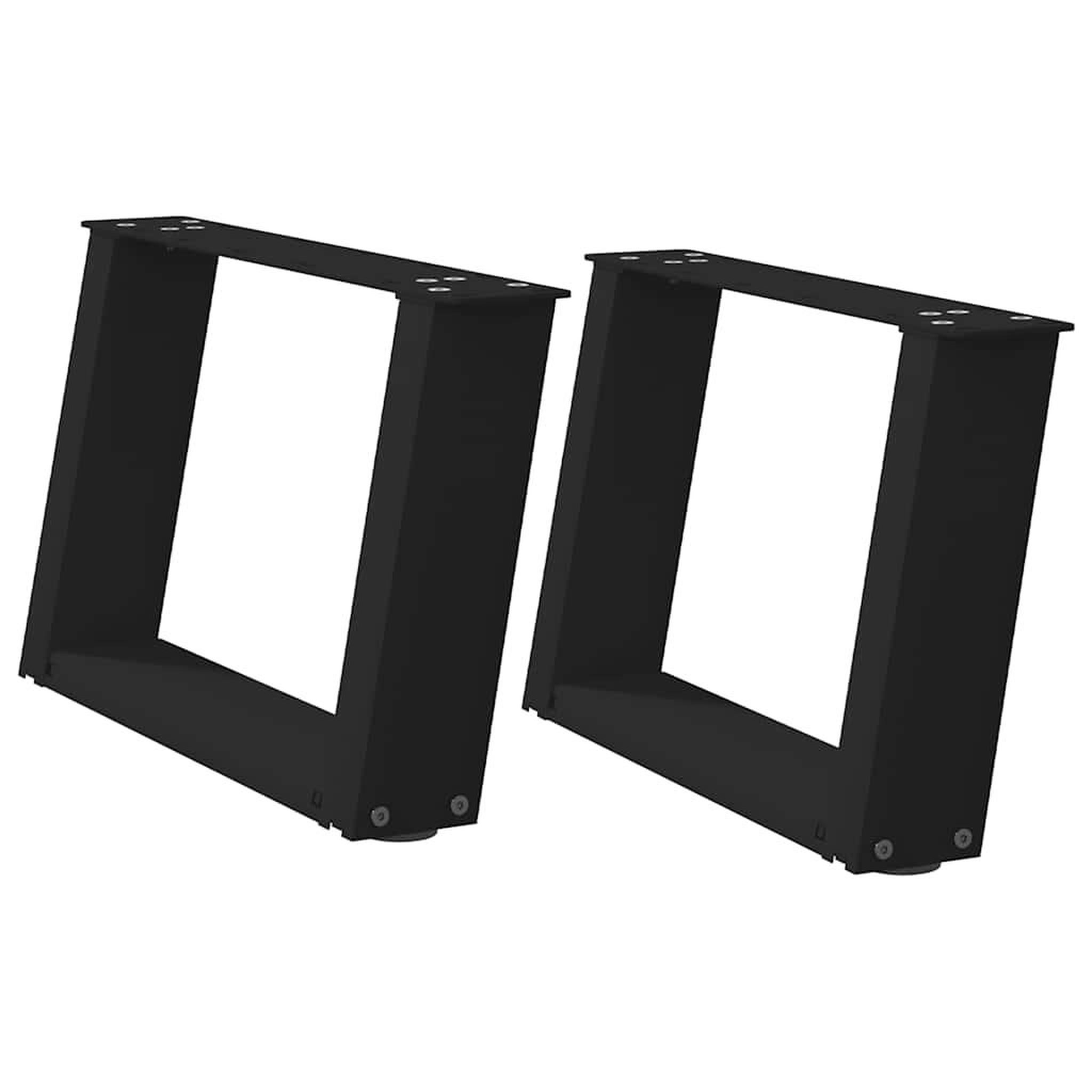 Voir la diapositive 2 : VIDAXL Pieds de table basse forme de U 2 pcs noir 50x(30-31) cm acier