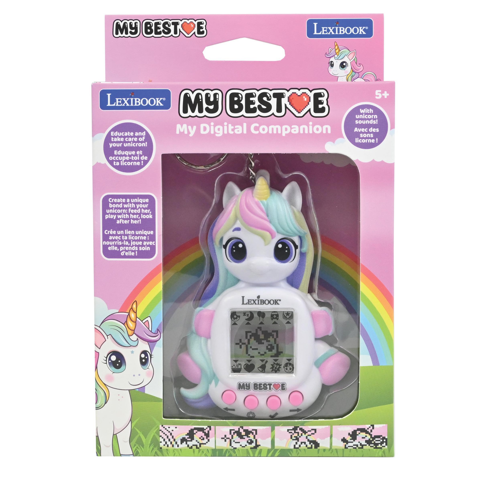 Voir la diapositive 4 : Lexibook Console My Best-E® Licorne avec écran LCD et porte-clés