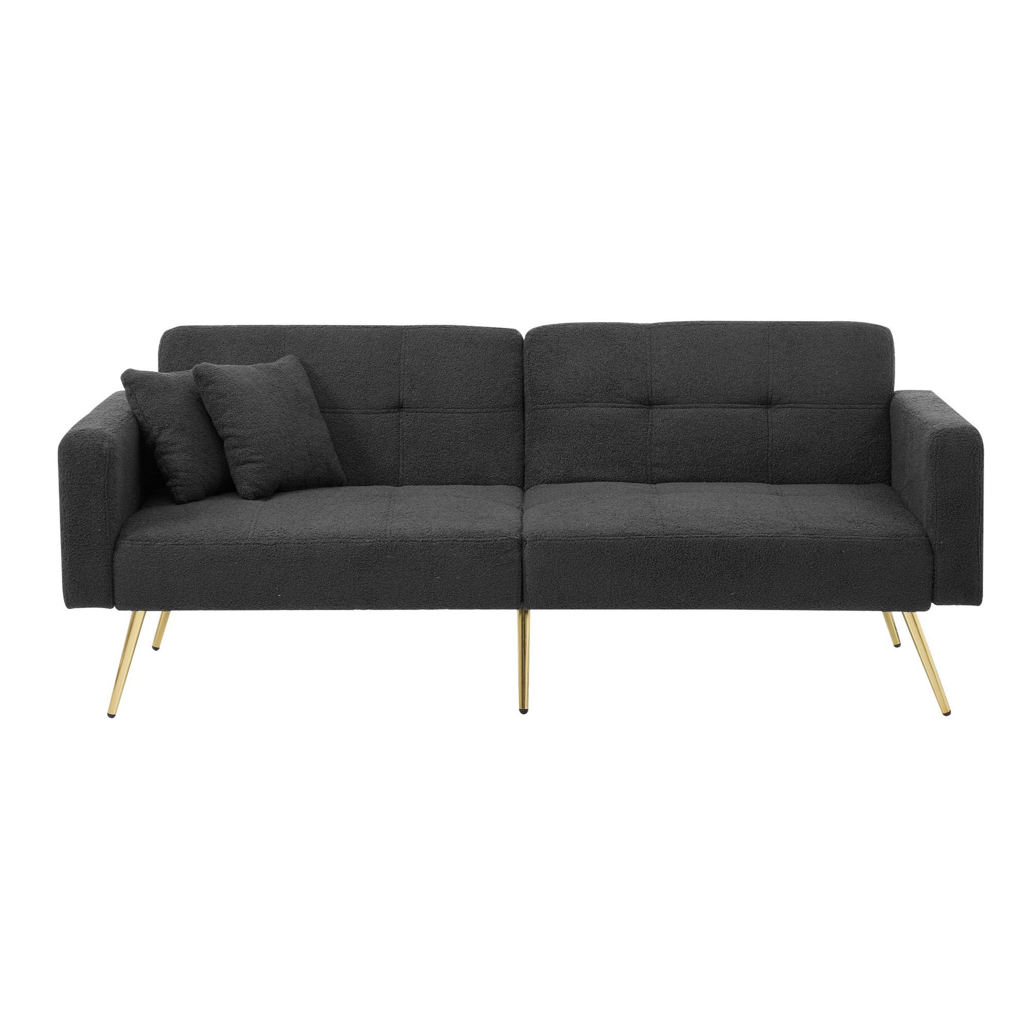 Voir la diapositive 1 : MERAX Canapé droit convertible 2 places tissu