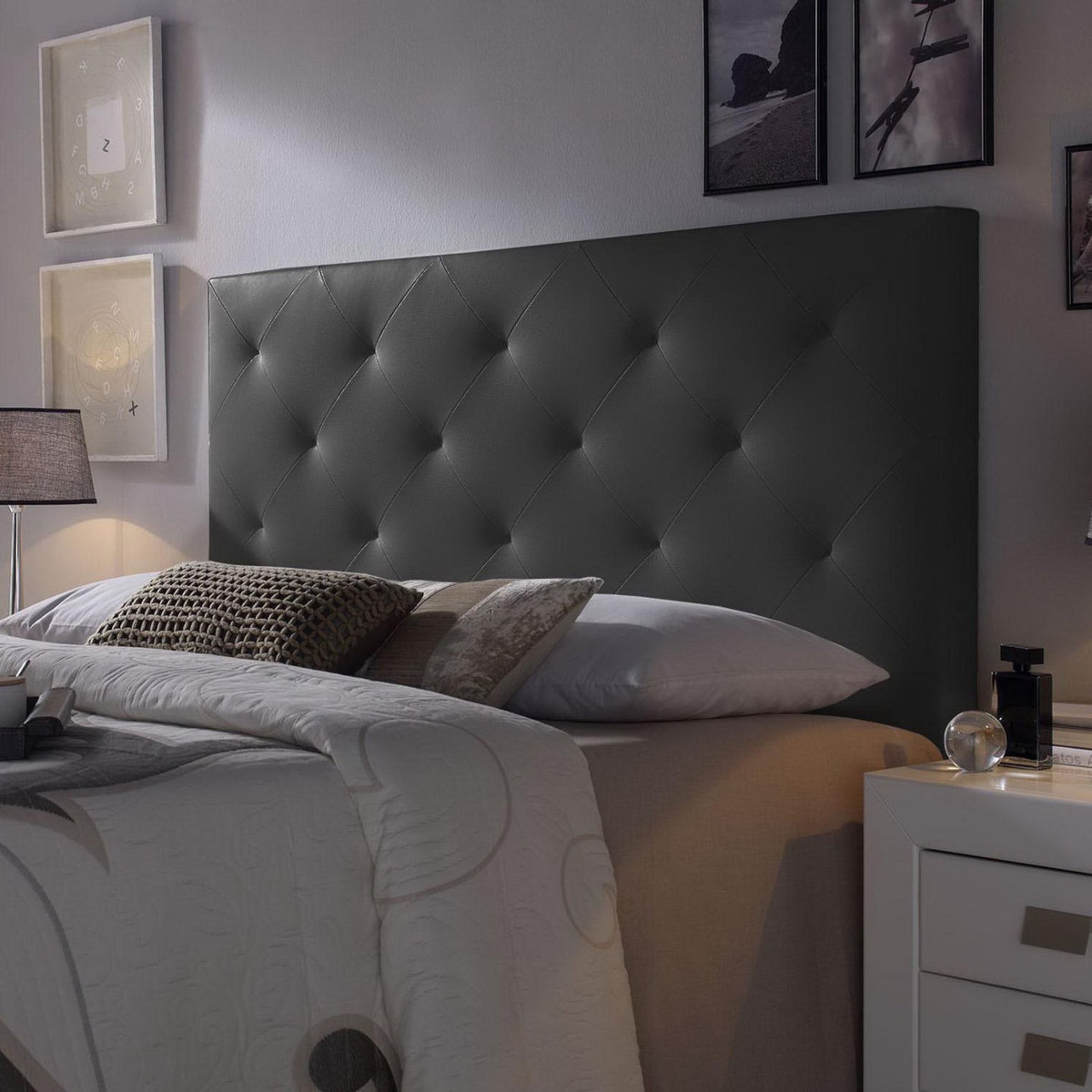 MARCKONFORT Tête de lit Rombo 150x60 cm Noir, rembourrée de Mousse