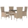 Voir la diapositive 3 : VIDAXL Ensemble a manger de jardin avec coussins 5pcs Beige poly rotin