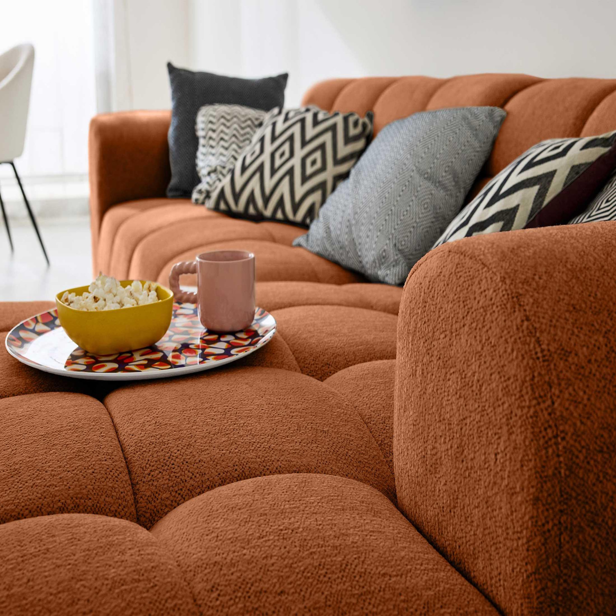 Voir la diapositive 2 : LISA DESIGN Ray - canapé d'angle droit - 4 places - en tissu texturé