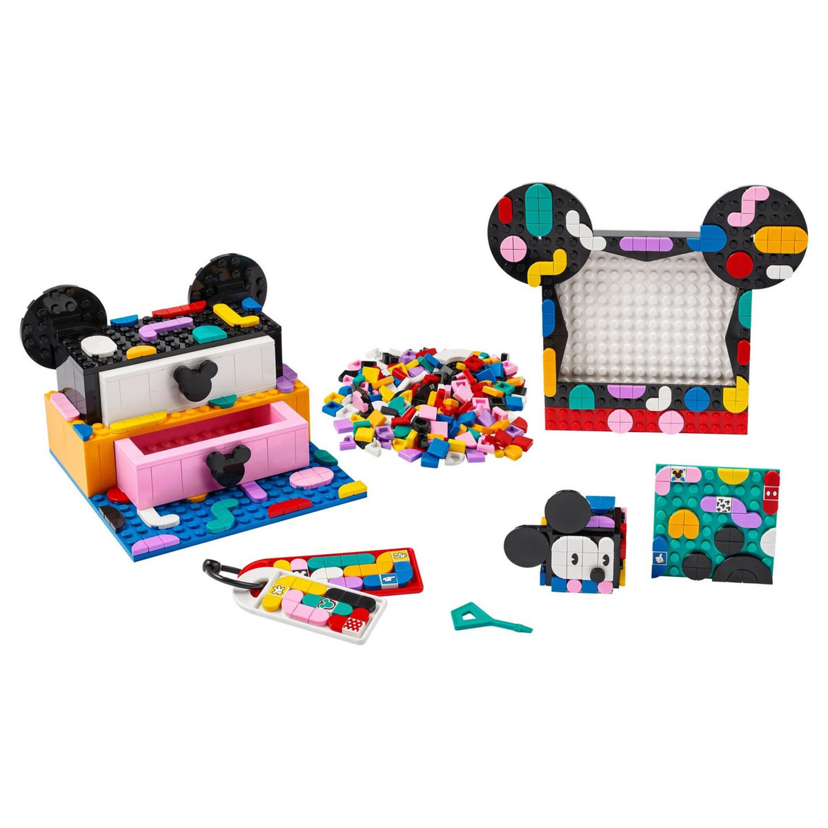 LEGO Dots 41964 Boîte créative La rentrée de Mickey et Minnie, 6 en 1, Rangement, Cadre Photo, Porte-clés, Bloc-notes, Fournitures Scolaires