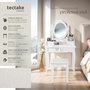 Voir la diapositive 2 : tectake Coiffeuse table de maquillage au look vintage avec tabouret rembourré blanc