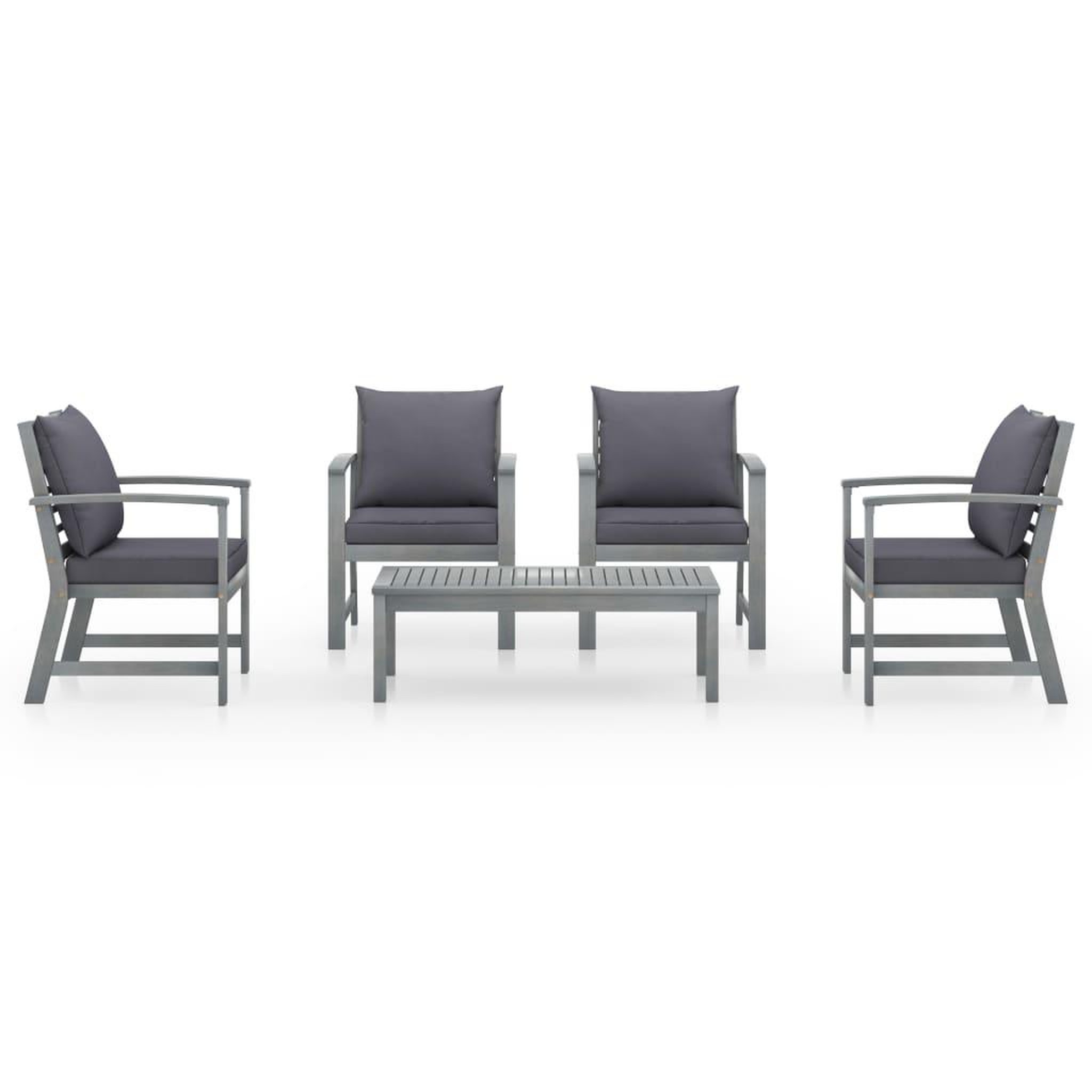 Voir la diapositive 3 : VIDAXL Salon de jardin 5 pcs avec coussin Bois d'acacia solide Gris