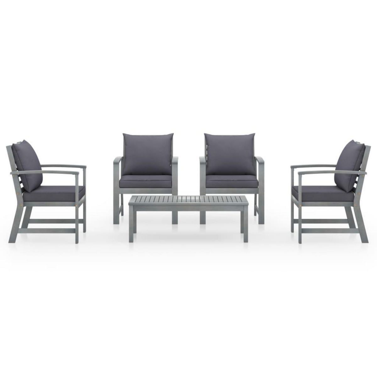 VIDAXL Salon de jardin 5 pcs avec coussin Bois d'acacia solide Gris