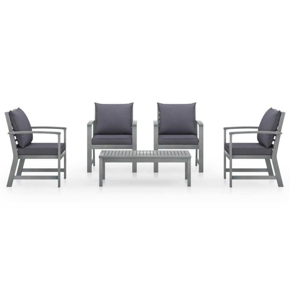 VIDAXL Salon de jardin 5 pcs avec coussin Bois d'acacia solide Gris