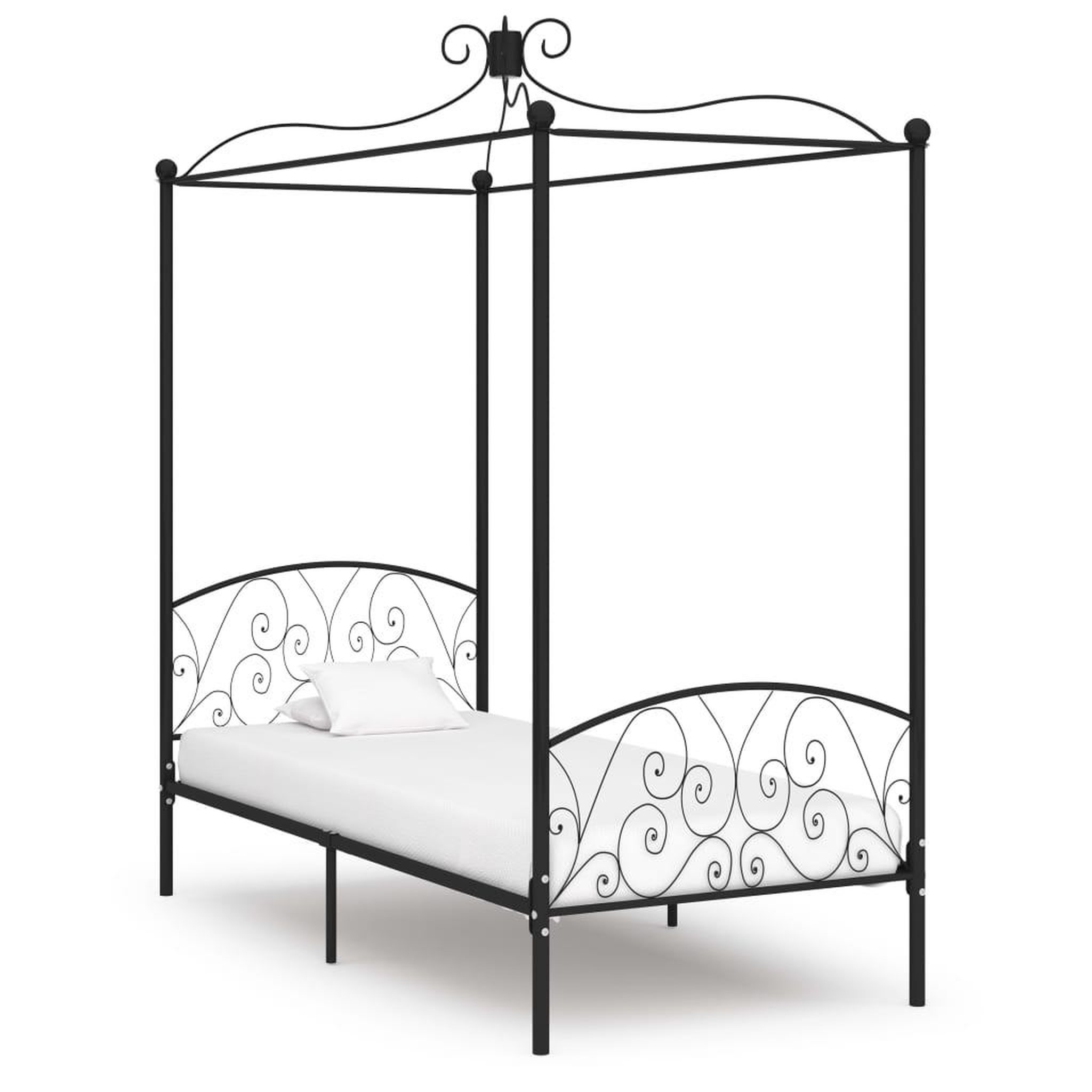 Voir la diapositive 1 : VIDAXL Cadre de lit a baldaquin Noir Metal 100 x 200 cm