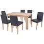 VIDAXL Table et chaises 7 pcs Cuir synthetique Chene Noir