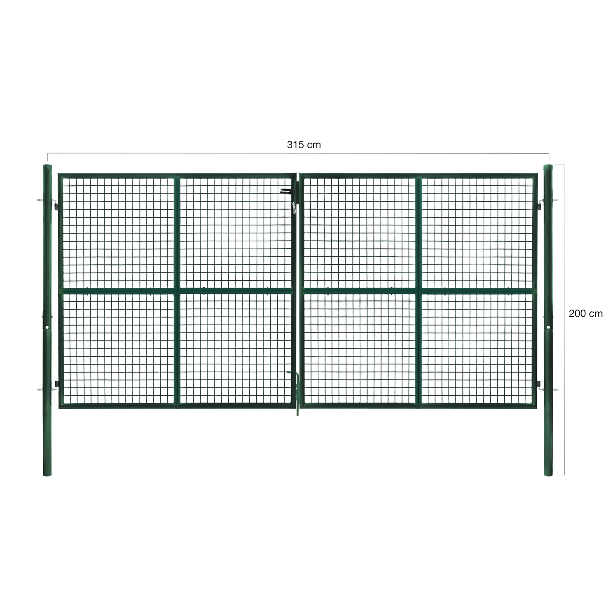 Voir la diapositive 5 : ID MARKET Portillon de jardin double porte 315 x 150 cm en acier vert avec serrure et poignée