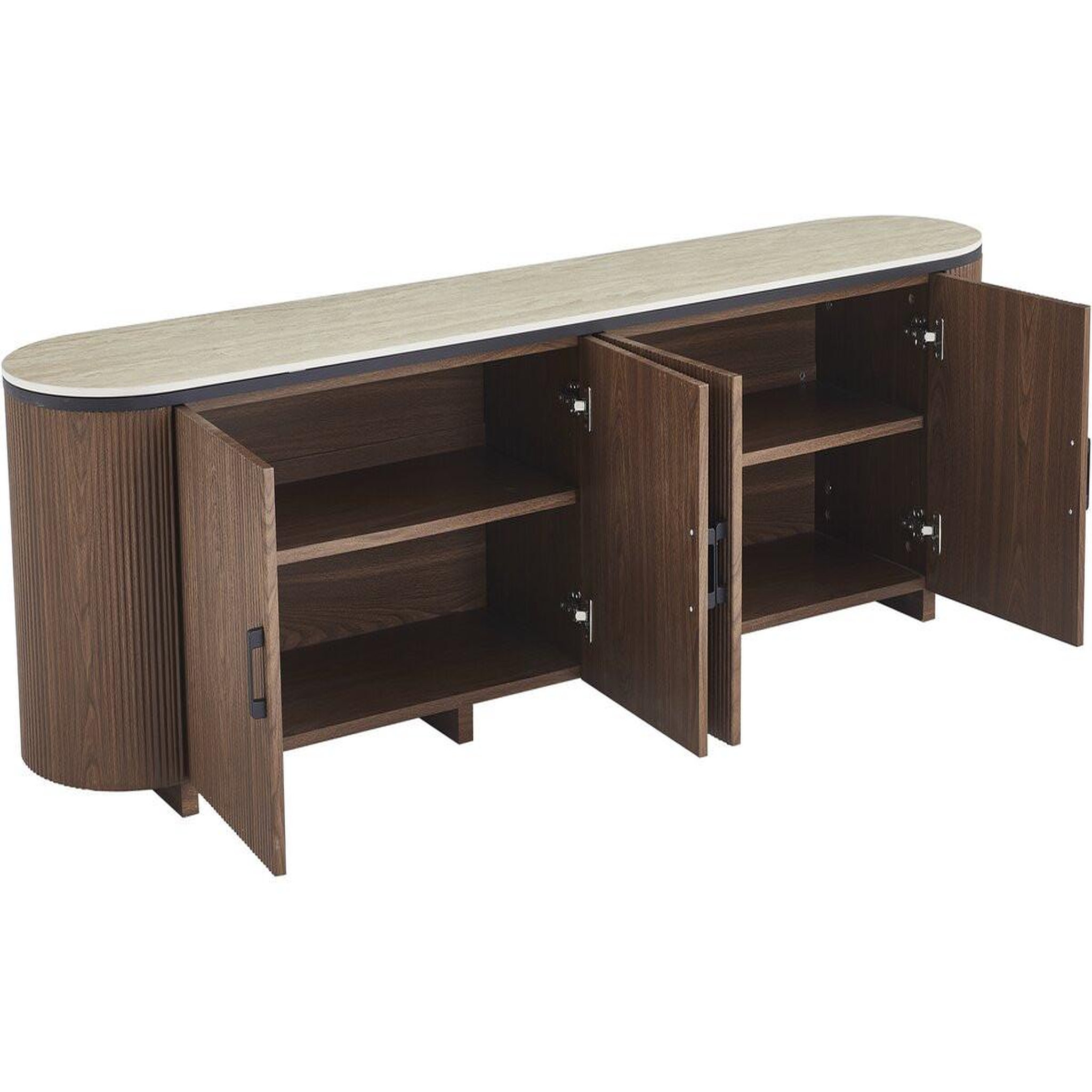 Voir la diapositive 3 : Habitat et Jardin Meuble tv ovale en bois et céramique  portofino  - 200 x 40 x 55 cm - marron