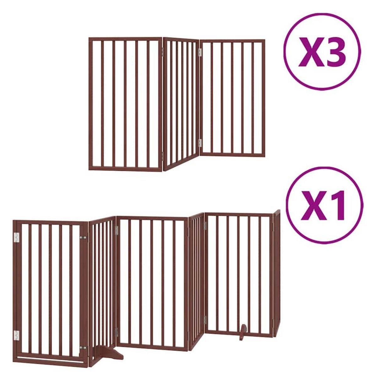 VIDAXL Barriere pour chien porte pliable 15 panneaux bois de peuplier