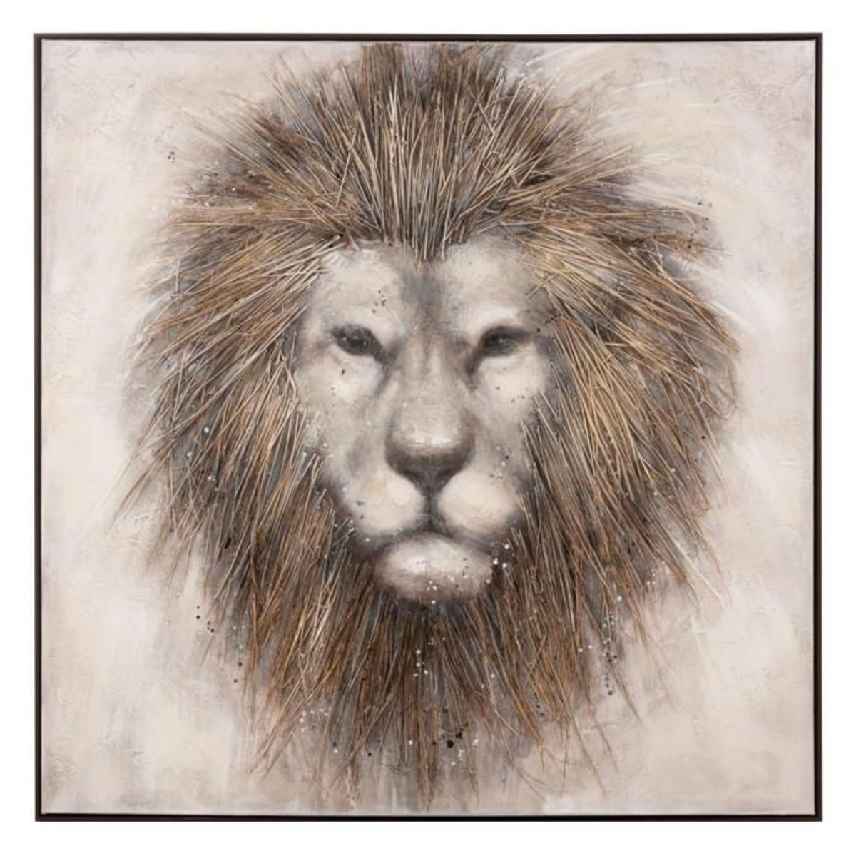 Paris Prix Tableau Peinture Déco  Lion  122x122cm Marron