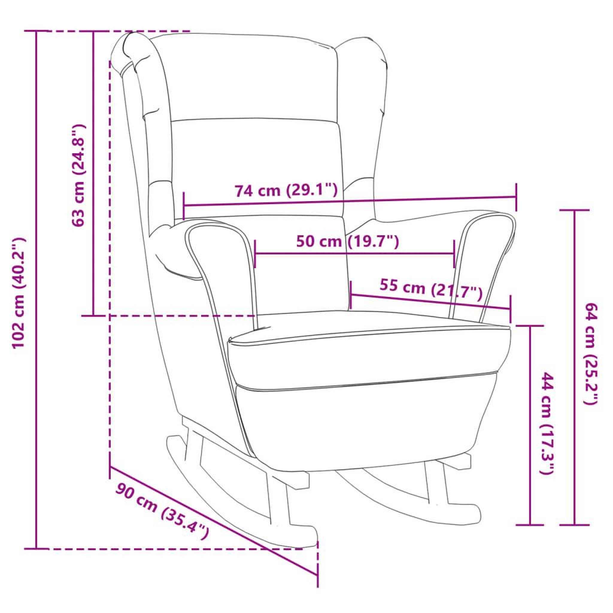 Voir la diapositive 6 : VIDAXL Fauteuil a bascule et pieds en bois massif d'hevea Rose Velours