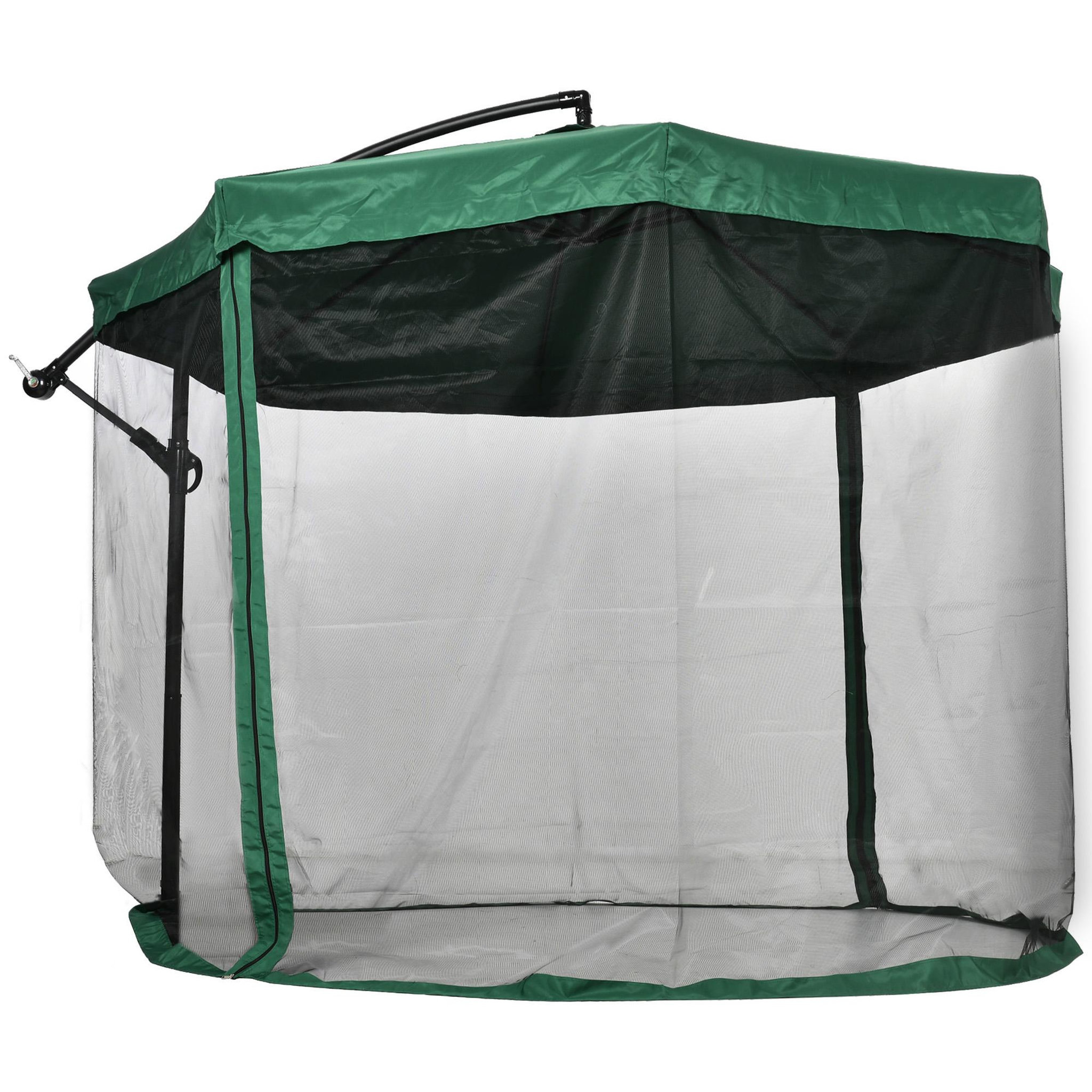 Voir la diapositive 1 : OUTSUNNY Parasol déporté octogonal inclinable pivotant manivelle moustiquaire pied acier Ø 2,95 x 2,42H m vert