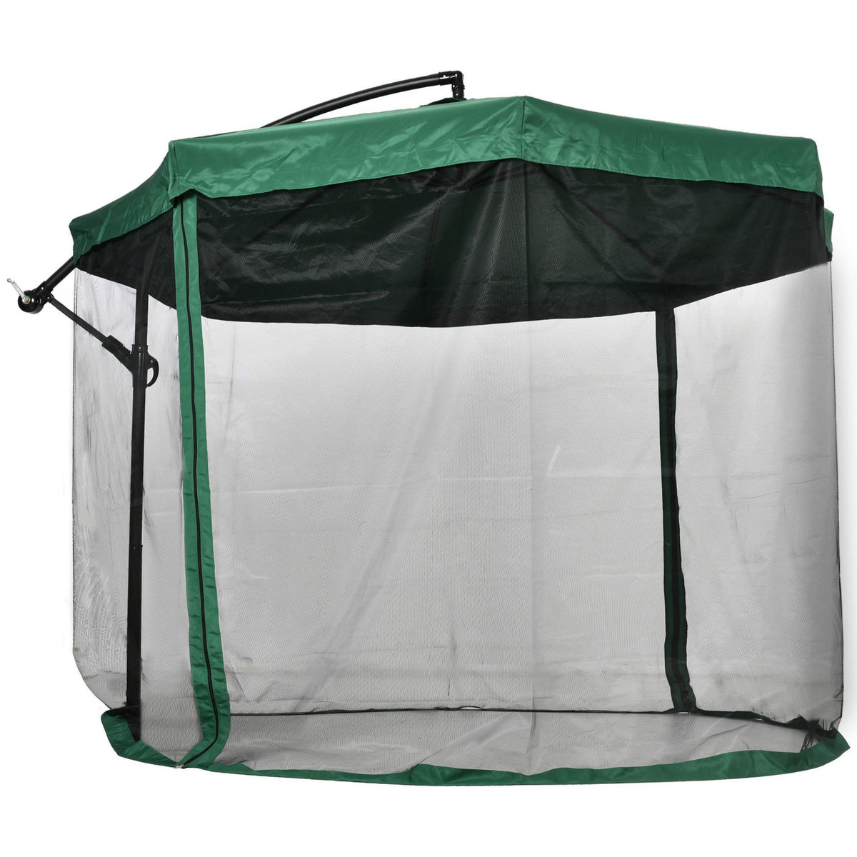 OUTSUNNY Parasol déporté octogonal inclinable pivotant manivelle moustiquaire pied acier Ø 2,95 x 2,42H m vert
