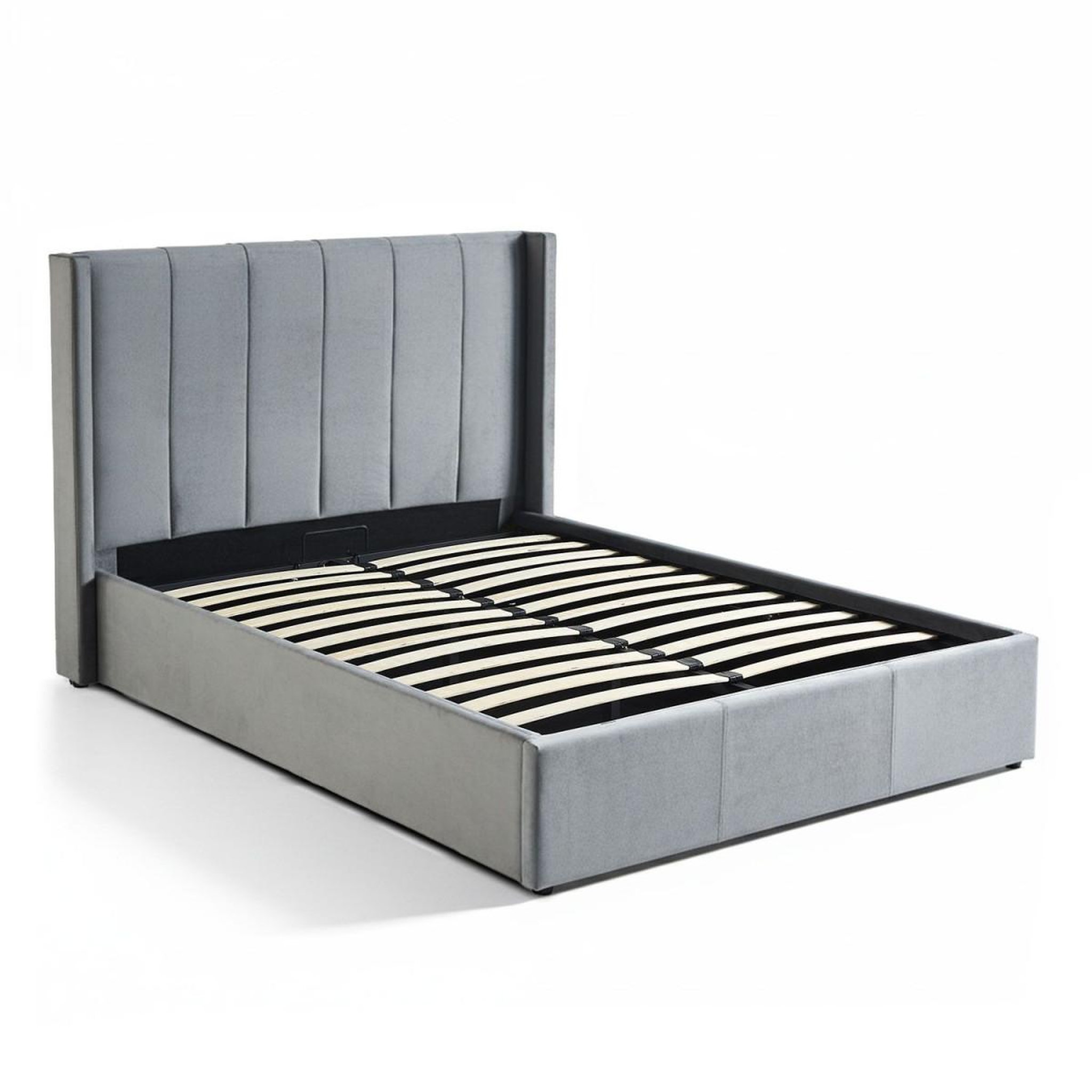 Voir la diapositive 2 : Paris Prix Pack lit coffre en velours & matelas  maggie & goodream  140x190cm gris
