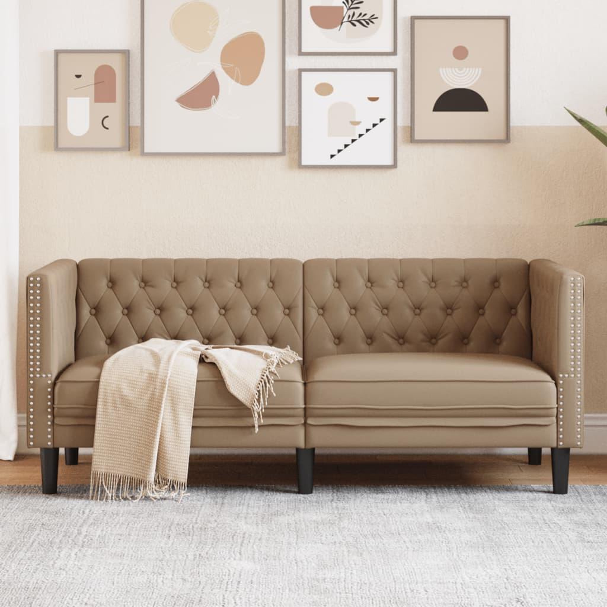 VIDAXL Canape a 2 places Chesterfield cappuccino similicuir