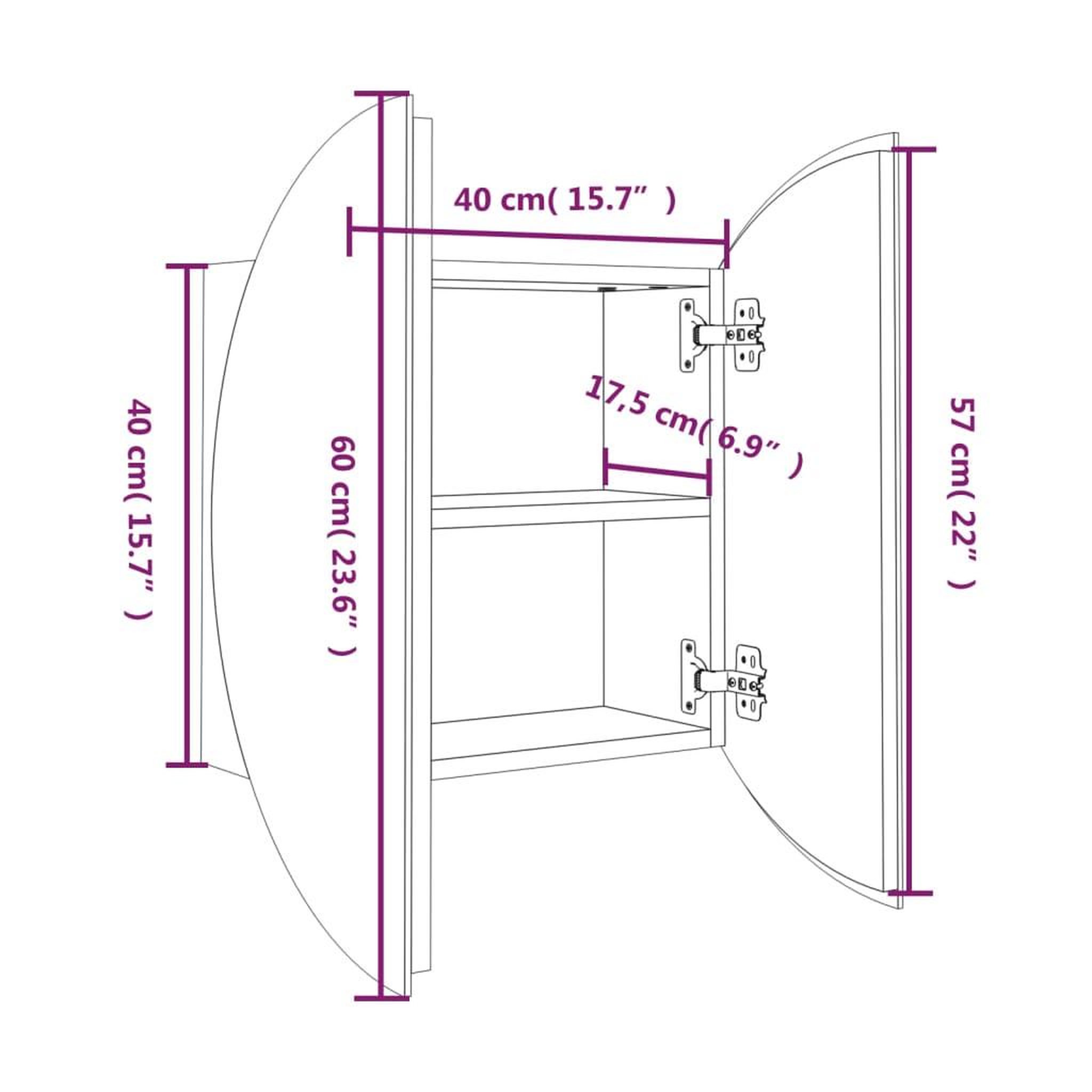 Voir la diapositive 6 : VIDAXL Armoire de salle de bain miroir rond et LED Noir 40x40x17,5 cm