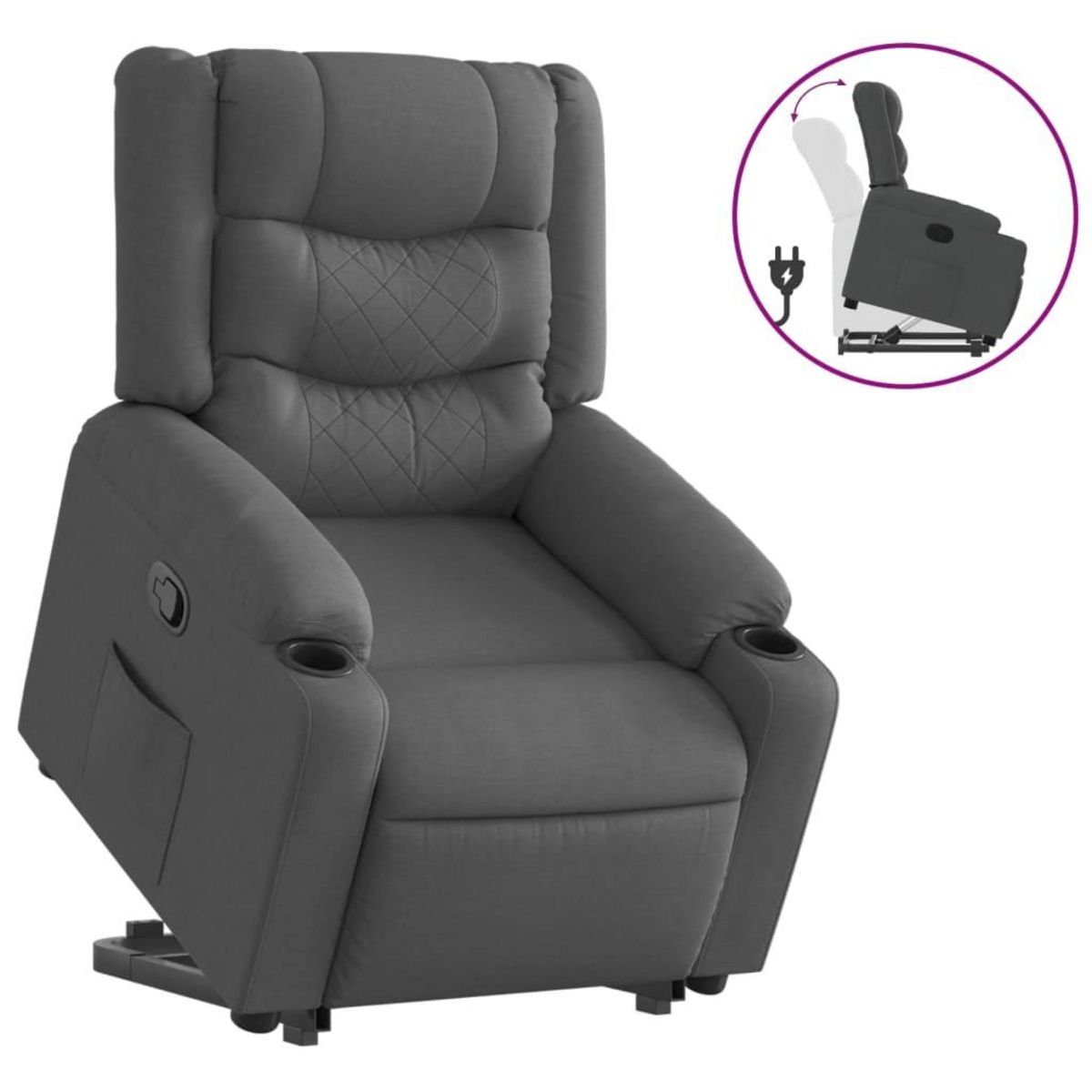 VIDAXL Fauteuil inclinable Gris fonce Tissu