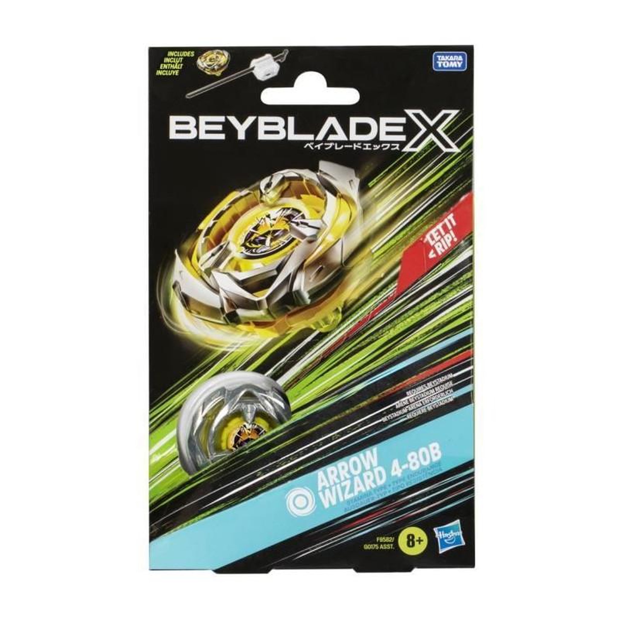 Voir la diapositive 4 : HASBRO Beyblade X, Starter Pack Arrow Wizard 4-80B avec toupie de compétition a rotation droite de type endurance et lanceur, a partir