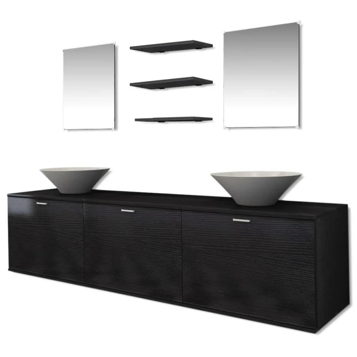 VIDAXL 8 pieces de mobilier de salle de bain et lavabo Noir