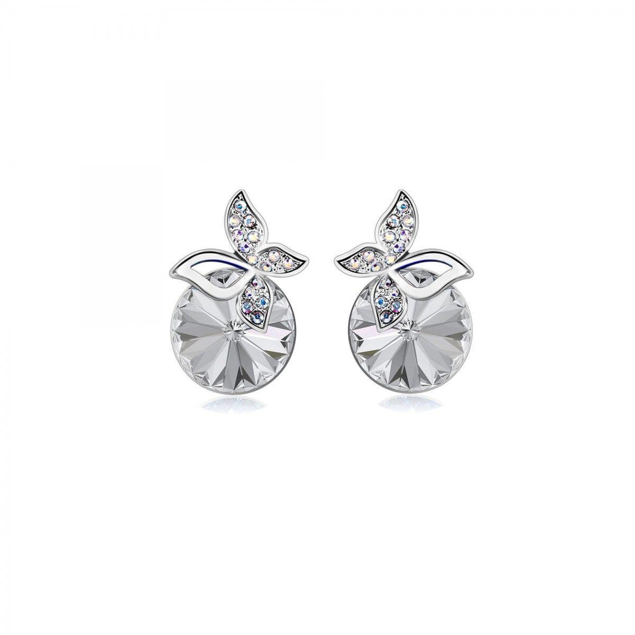 SC CRYSTAL Boucles d'oreilles papillon SC Crystal ornées de Cristaux scintillants en Métal rhodié