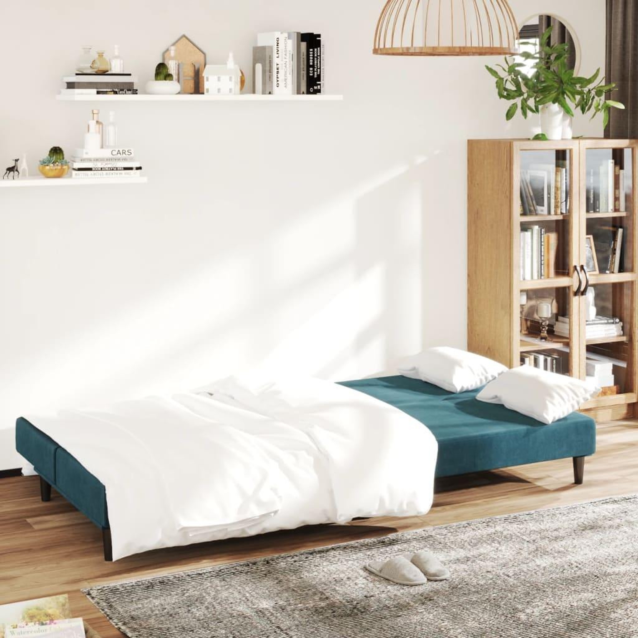Voir la diapositive 3 : VIDAXL Canape-lit a 2 places Bleu Velours
