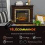 Voir la diapositive 6 : HOMCOM Cheminée électrique 1800W design ranch effet bois foncé et pierre parement télécommande